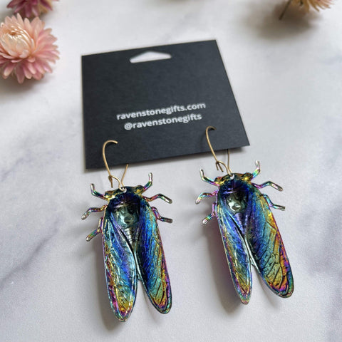 Ravenstone The Psychedelic Cicada Earrings