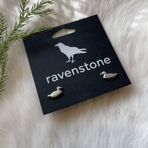 Ravenstone The Silver Duck Stud Earrings