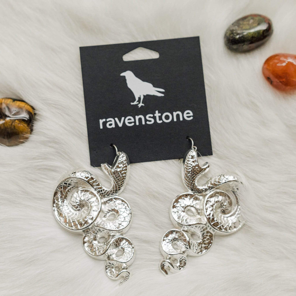 Ravenstone The Silver Slither Earrings