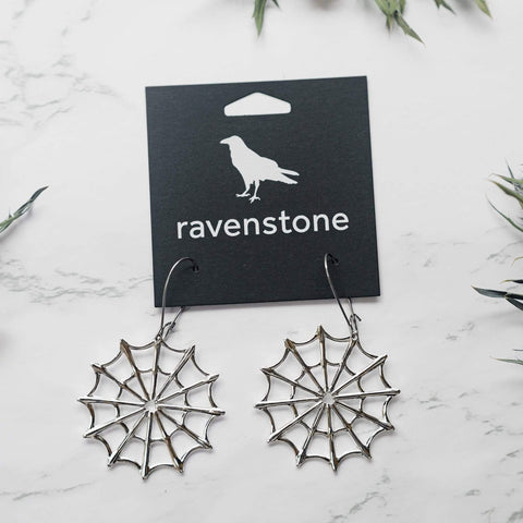 Ravenstone The Silver Spiderweb Earrings