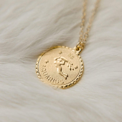 Ravenstone Gold / 18" (16" with 2" extender) / Aquarius (January 20 – February 18) The Zodiac Necklace