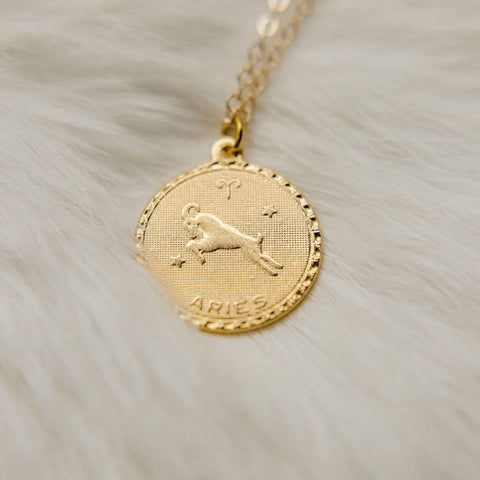 Ravenstone Gold / 18" (16" with 2" extender) / Aries (March 21 – April 19) The Zodiac Necklace