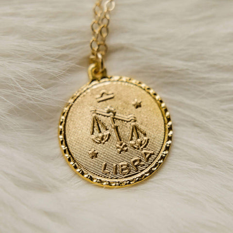 Ravenstone Gold / 18" (16" with 2" extender) / Libra (September 23 – October 22) The Zodiac Necklace