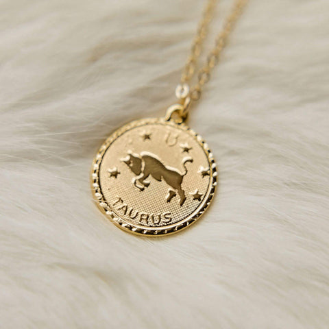 Ravenstone Gold / 18" (16" with 2" extender) / Taurus (April 20 – May 20) The Zodiac Necklace