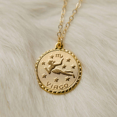 Ravenstone Gold / 24" (22" with 2" extender) / Virgo (August 23 – September 22) The Zodiac Necklace