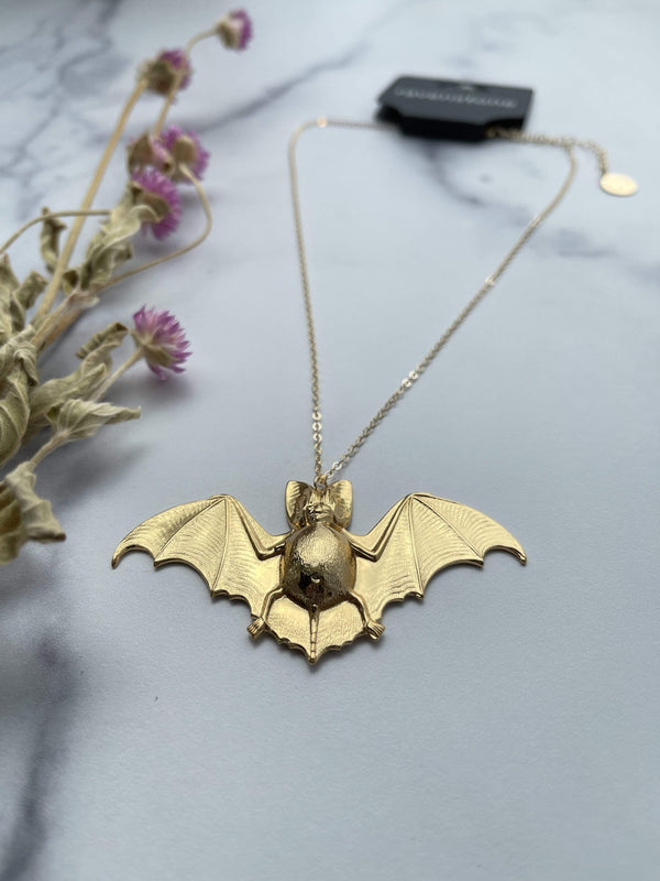 Gold Rutile Bat Necklace – WhimsyCalling