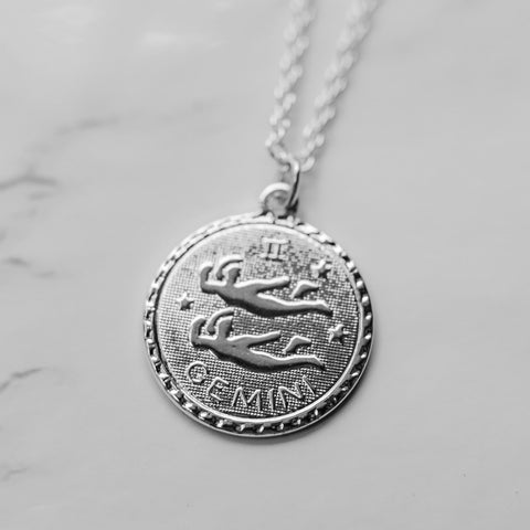 Ravenstone Silver / 18" (16" with 2" extender) / Gemini (May 21 – June 20) The Zodiac Necklace