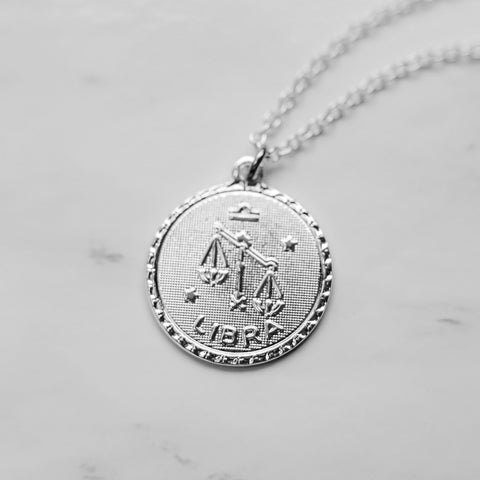 Ravenstone Silver / 18" (16" with 2" extender) / Libra (September 23 – October 22) The Zodiac Necklace