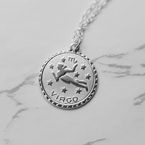 Ravenstone Silver / 18" (16" with 2" extender) / Virgo (August 23 – September 22) The Zodiac Necklace