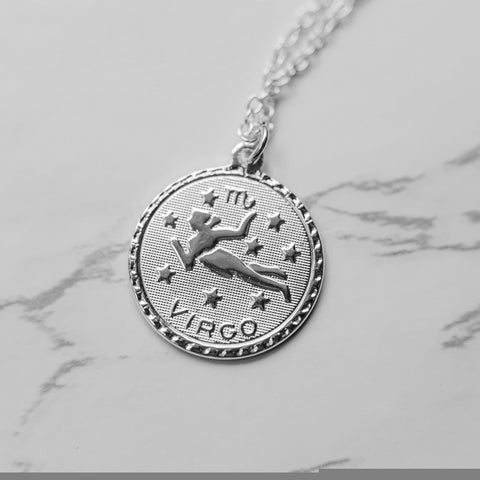 Ravenstone Silver / 24" (22" with 2" extender) / Virgo (August 23 – September 22) The Zodiac Necklace