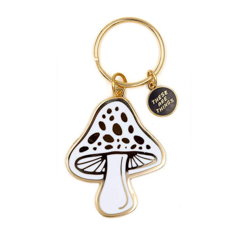 These are Things Golden Mushroom Enamel Keychain